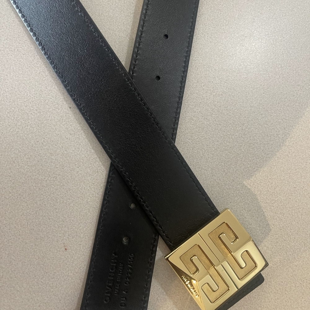 Givenchy Black Belt with Gold Buckle